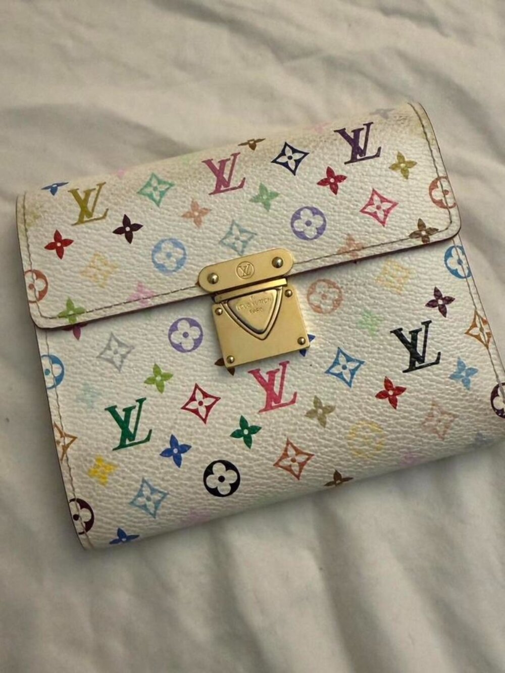 Louis Vuitton x Takashi Murakami Multicolor Monogram Koala wallet in white